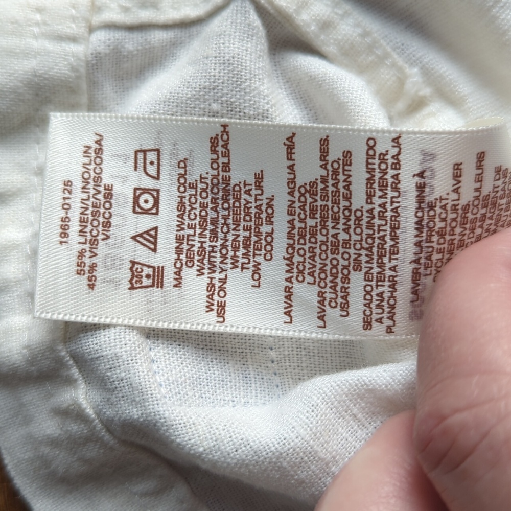 Scotch & Soda Men's Textured Linen Blend Cream Short Sleeve Button Down Shirt, L - Picture 9 of 10